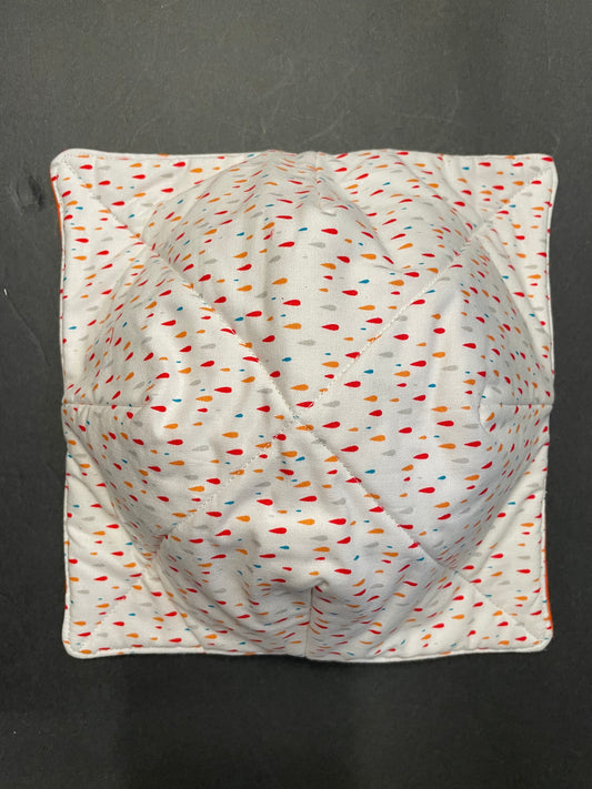 White Raindrop with Orange Bowl Cozy