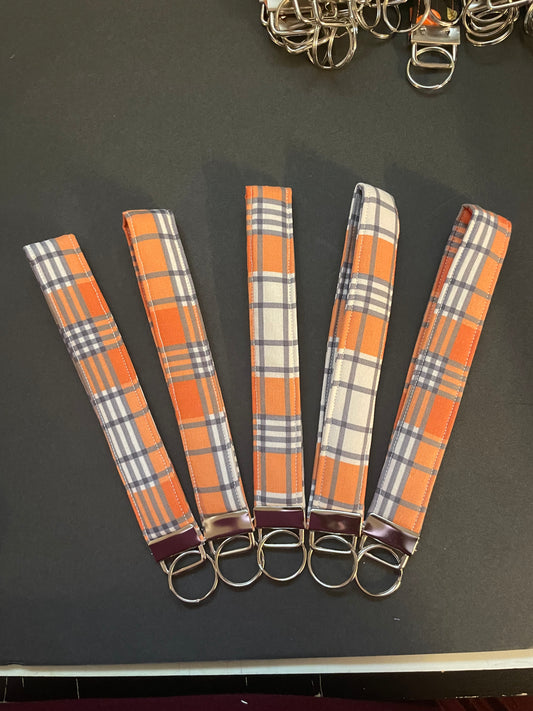 Orange Plaid Wristlet