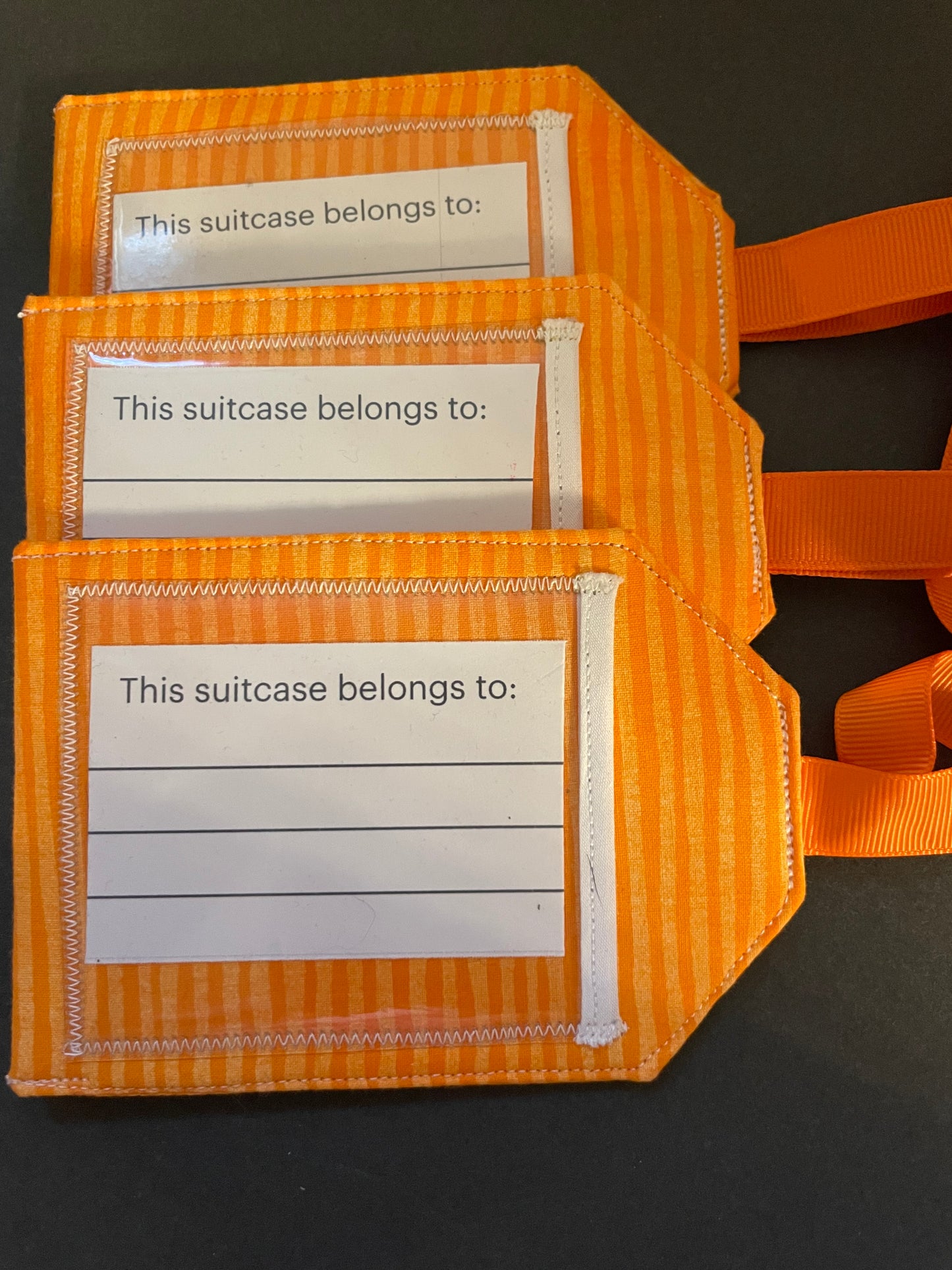 Orange Striped Luggage Tag
