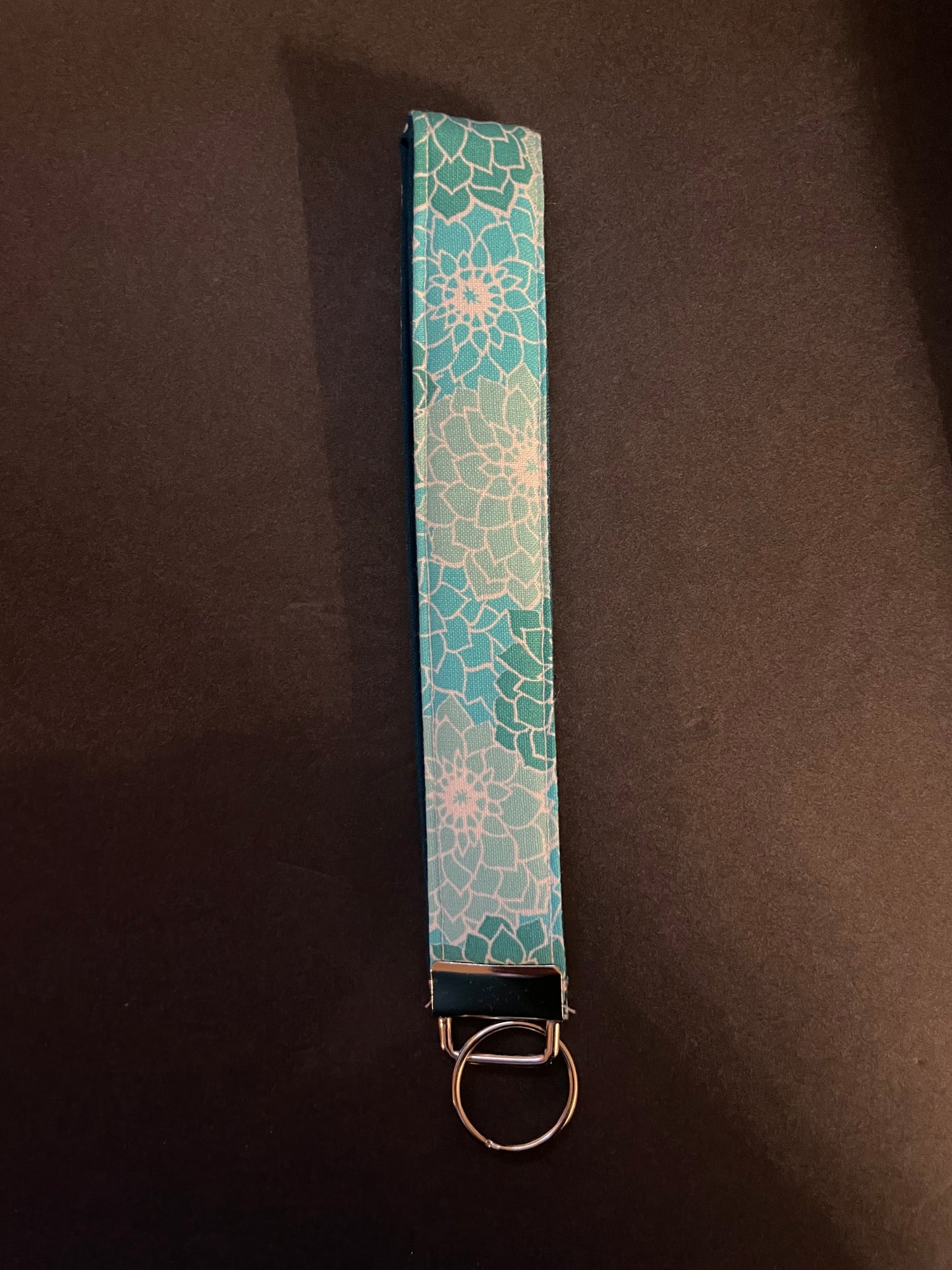Blue, Teal and Green Floral Wristlet