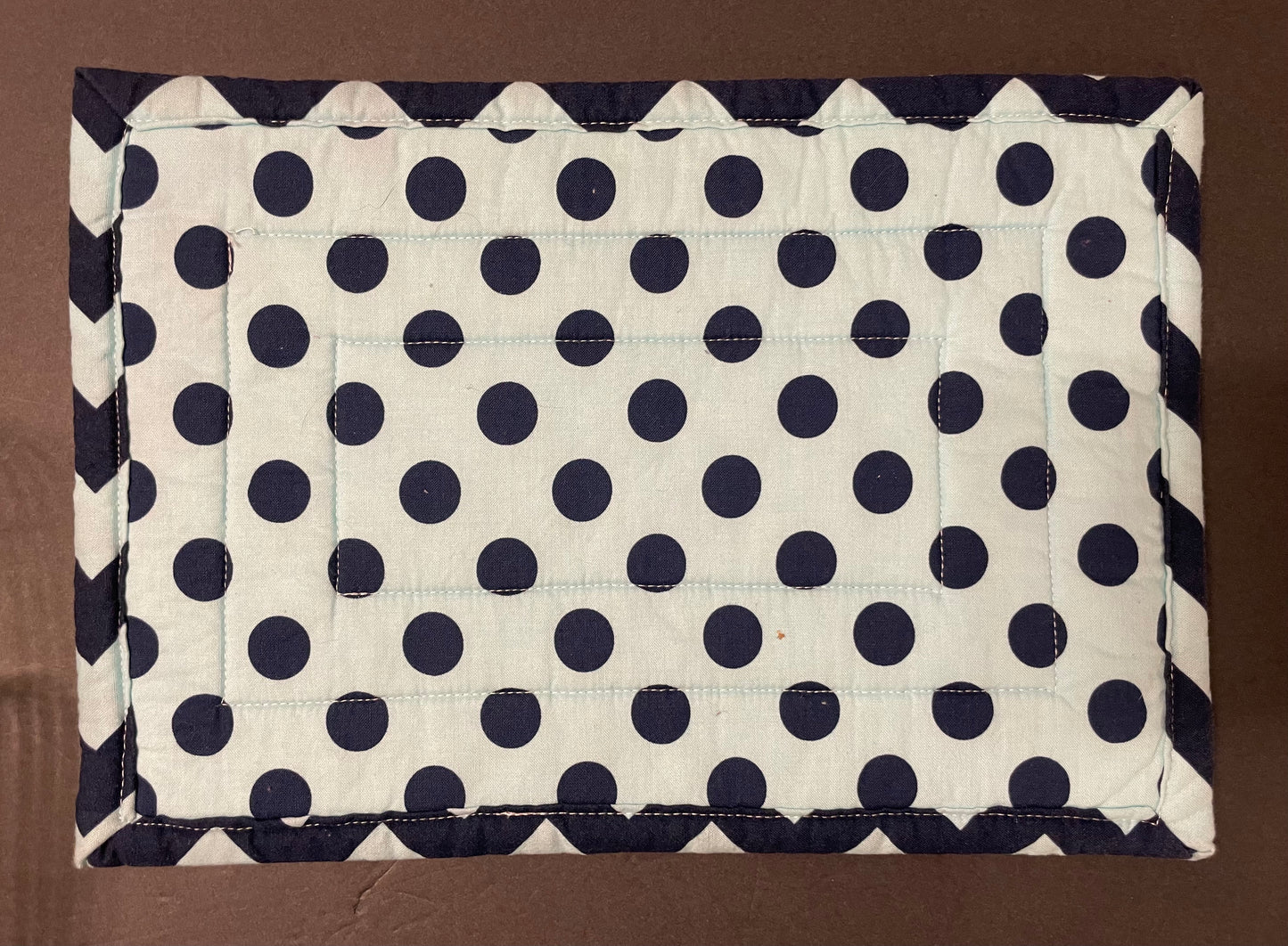 Blue Polka Dot and Chevron Casserole Trivet