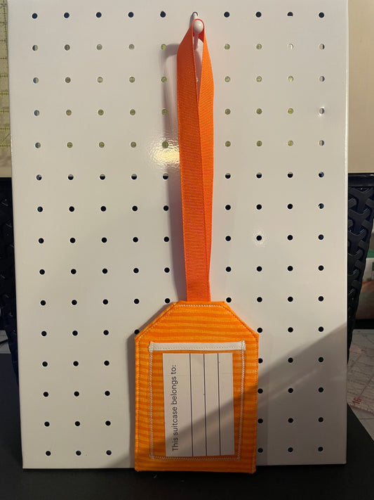 Orange Striped Luggage Tag