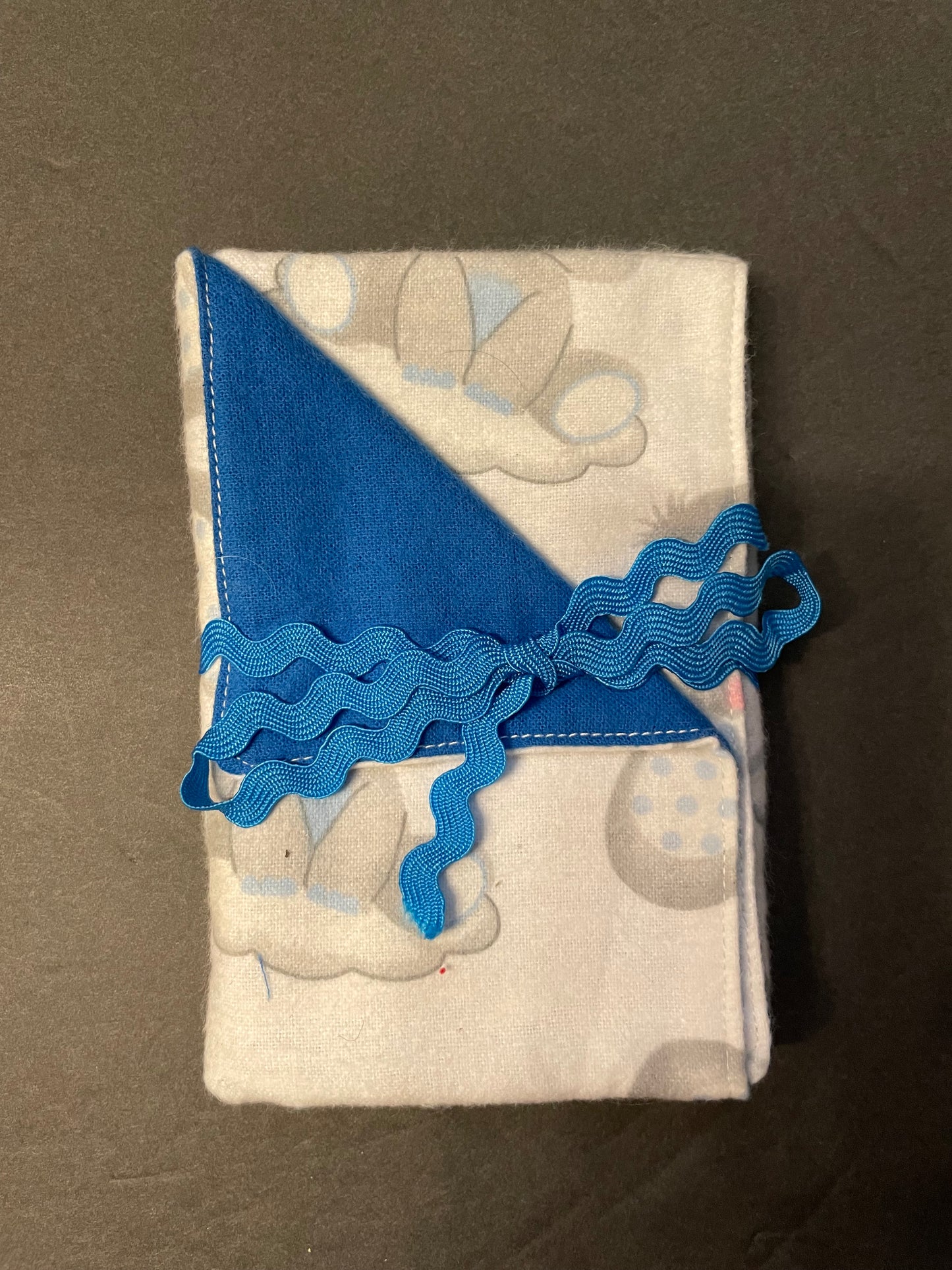 Grey and Blue Elephant Baby Burp Rag