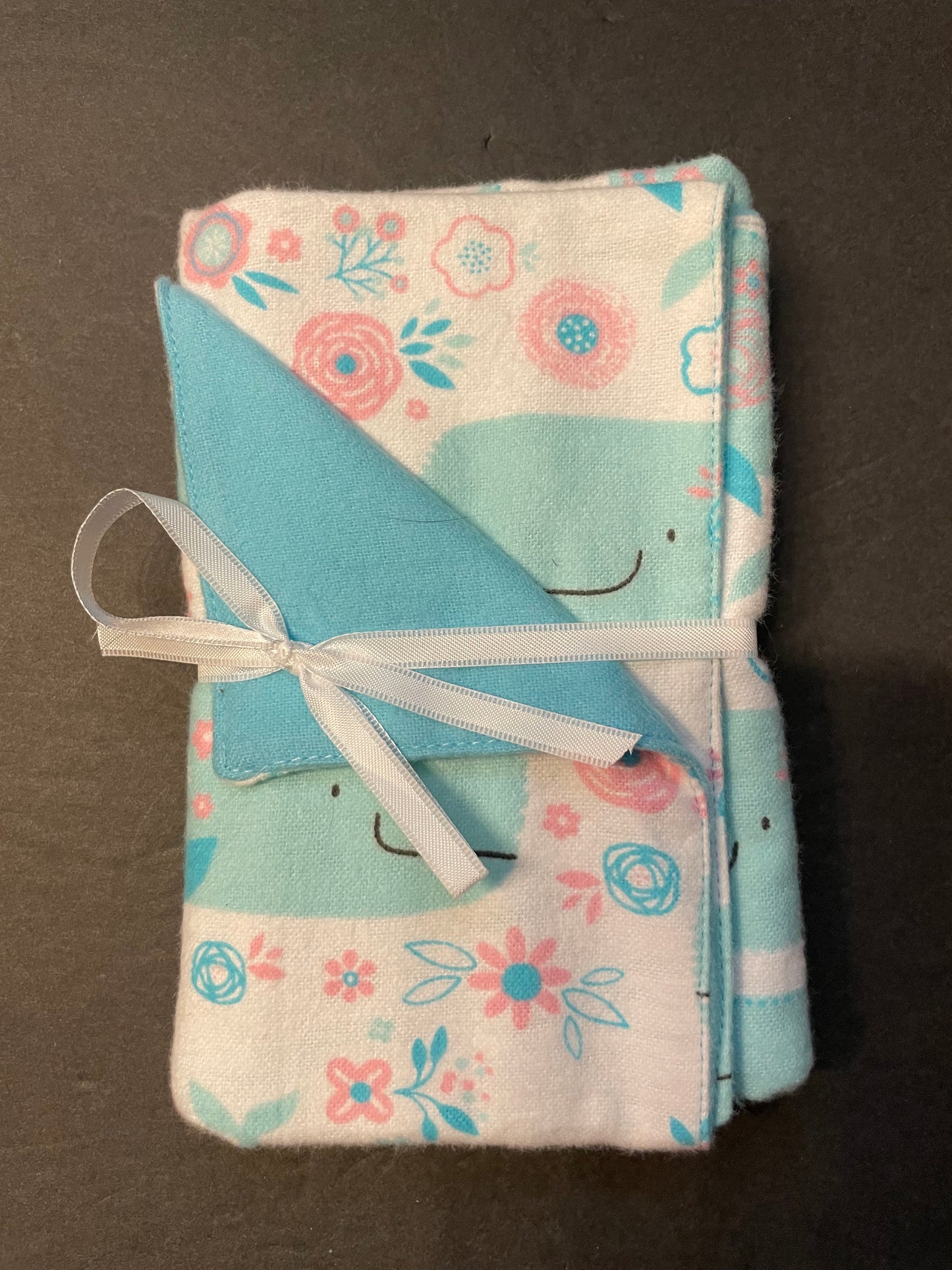Pink and Blue Whale Baby Burp Rag