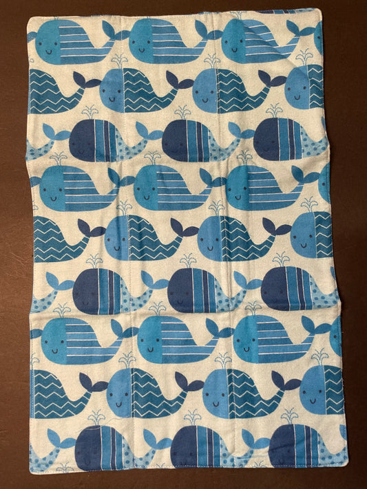 Blue Whale Baby Burp Rag