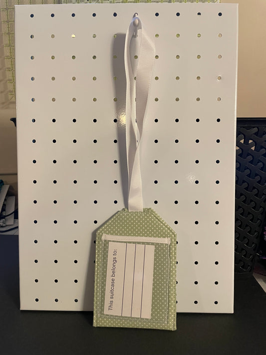 Green Polka Dot Luggage Tag