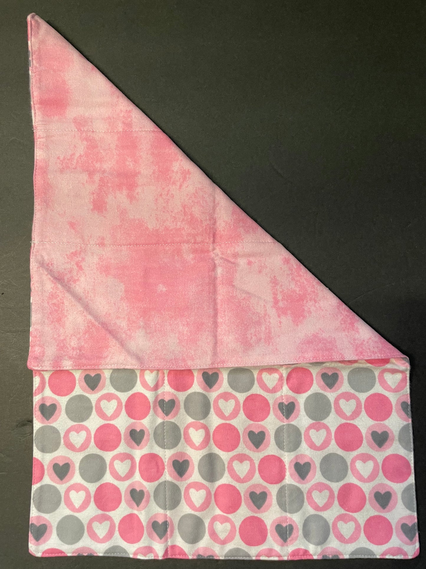 Pink and Grey Heart Baby Burp Rag