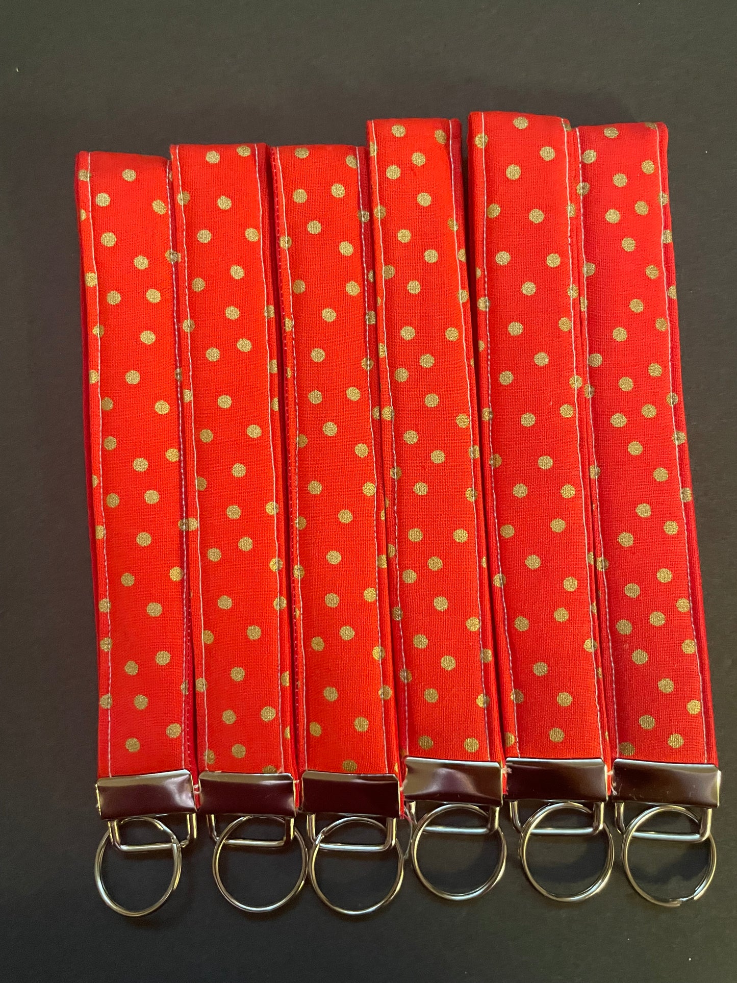Red and Gold Polka Dot Wristlet