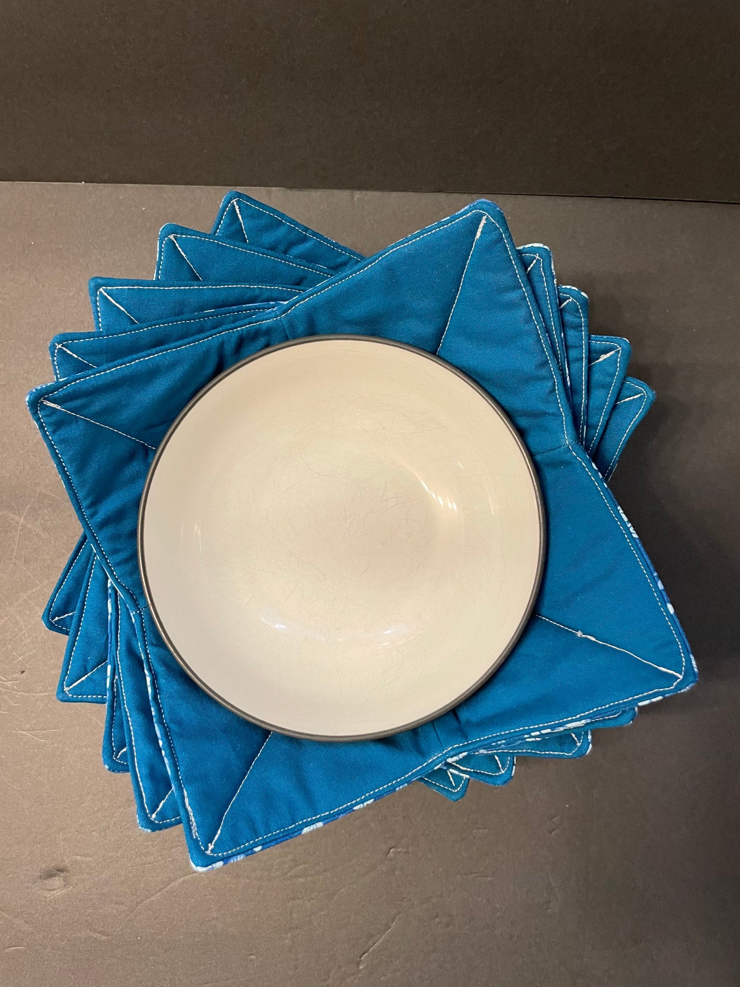 Teal Floral (White Flowers) Bowl Cozy