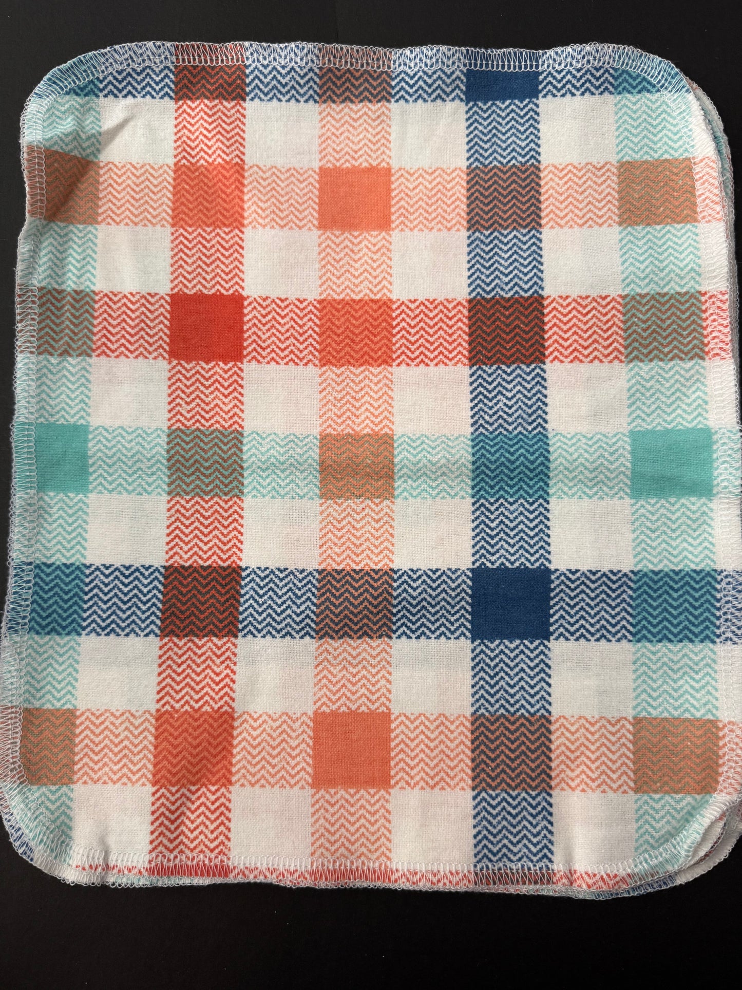 Blue and Orange Plaid - Reusable Towel