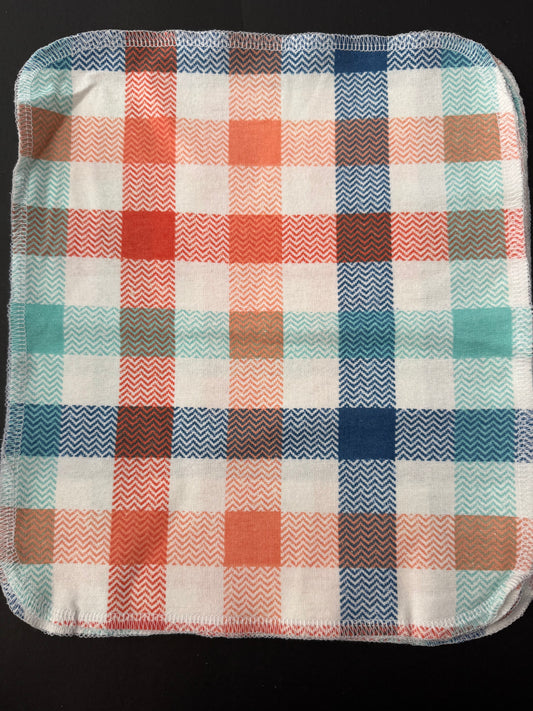 Blue and Orange Plaid - Reusable Towel