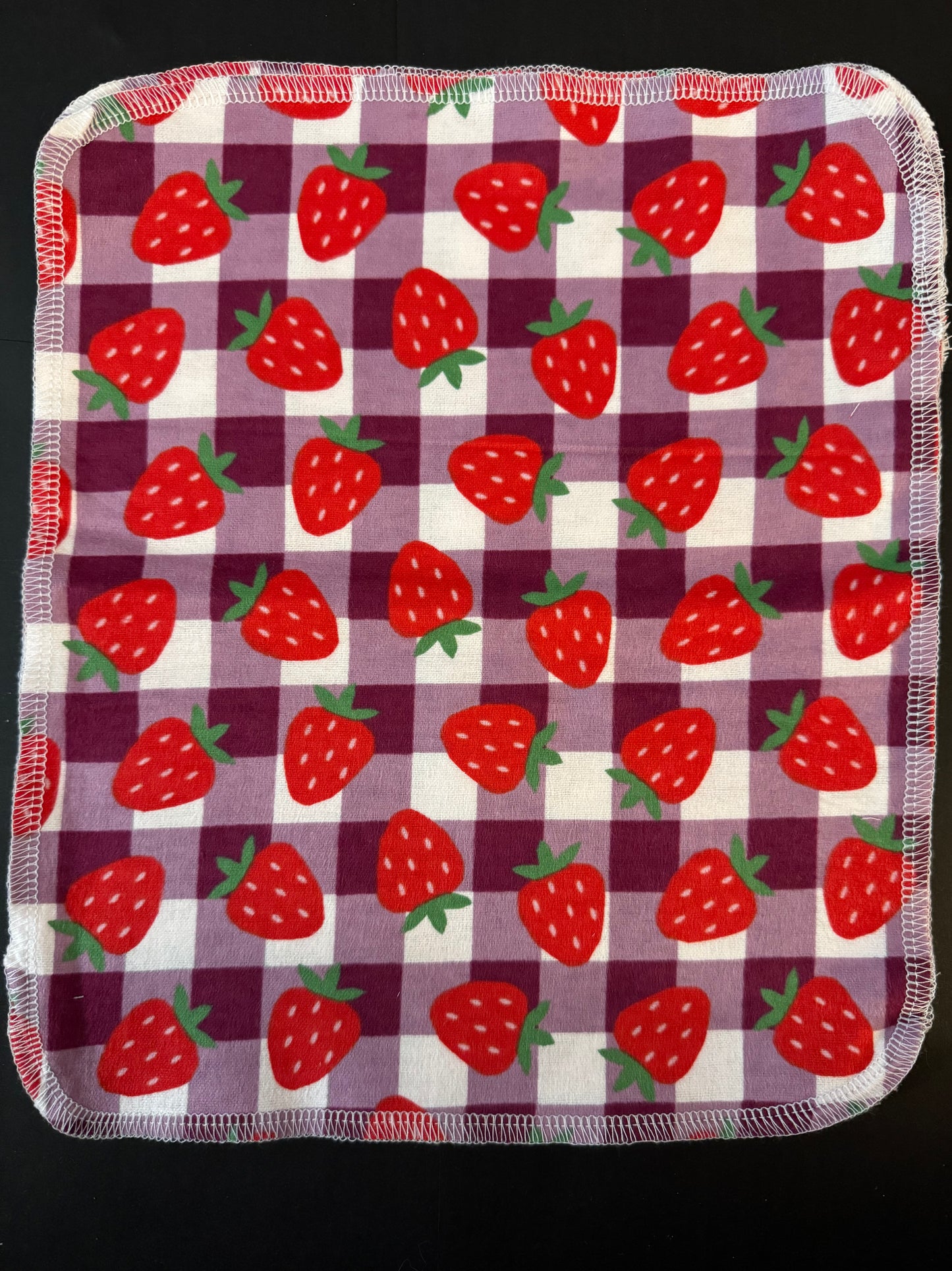 Purple Plaid Strawberry - Reusable Towels