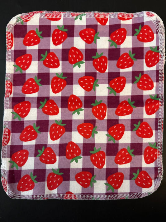 Purple Plaid Strawberry - Reusable Towels