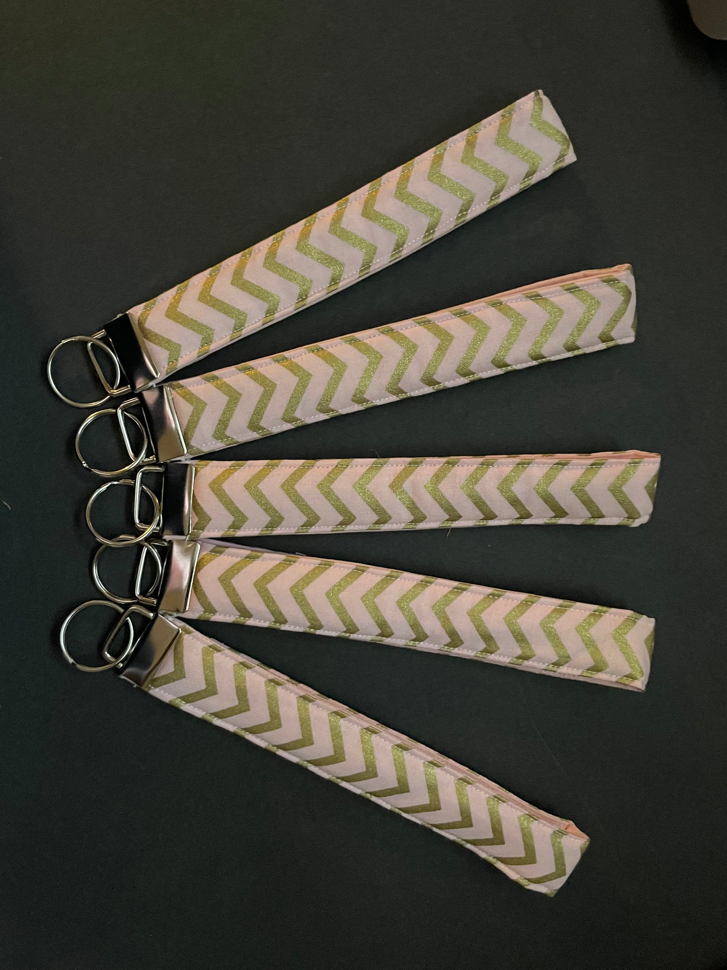 Pink and Gold Chevron Wristlet