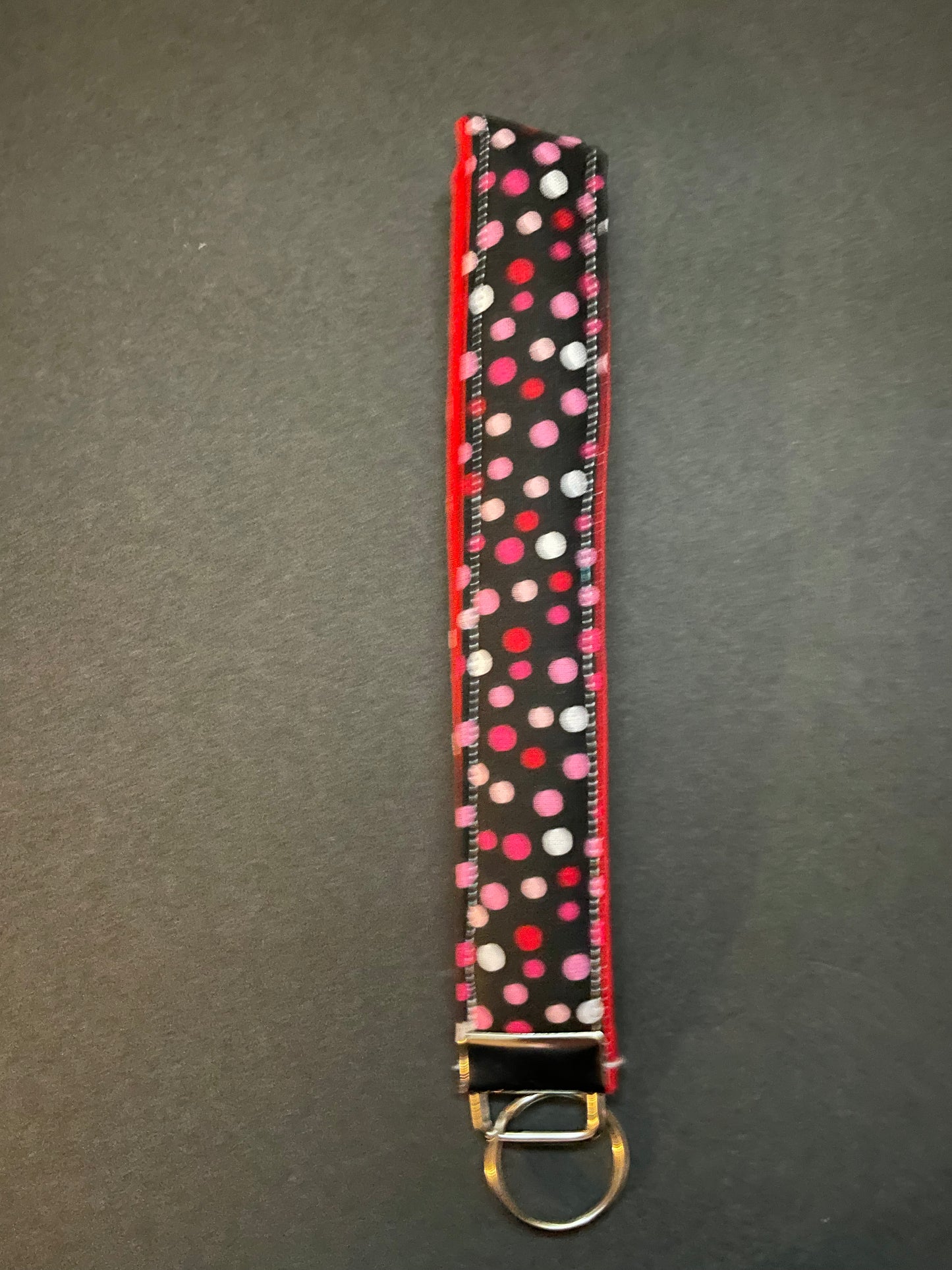 Pink, Red and Black Polka Dot Wristlet