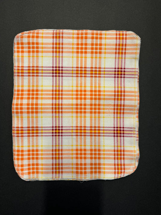 Orange and Red Plaid Reusable Towels