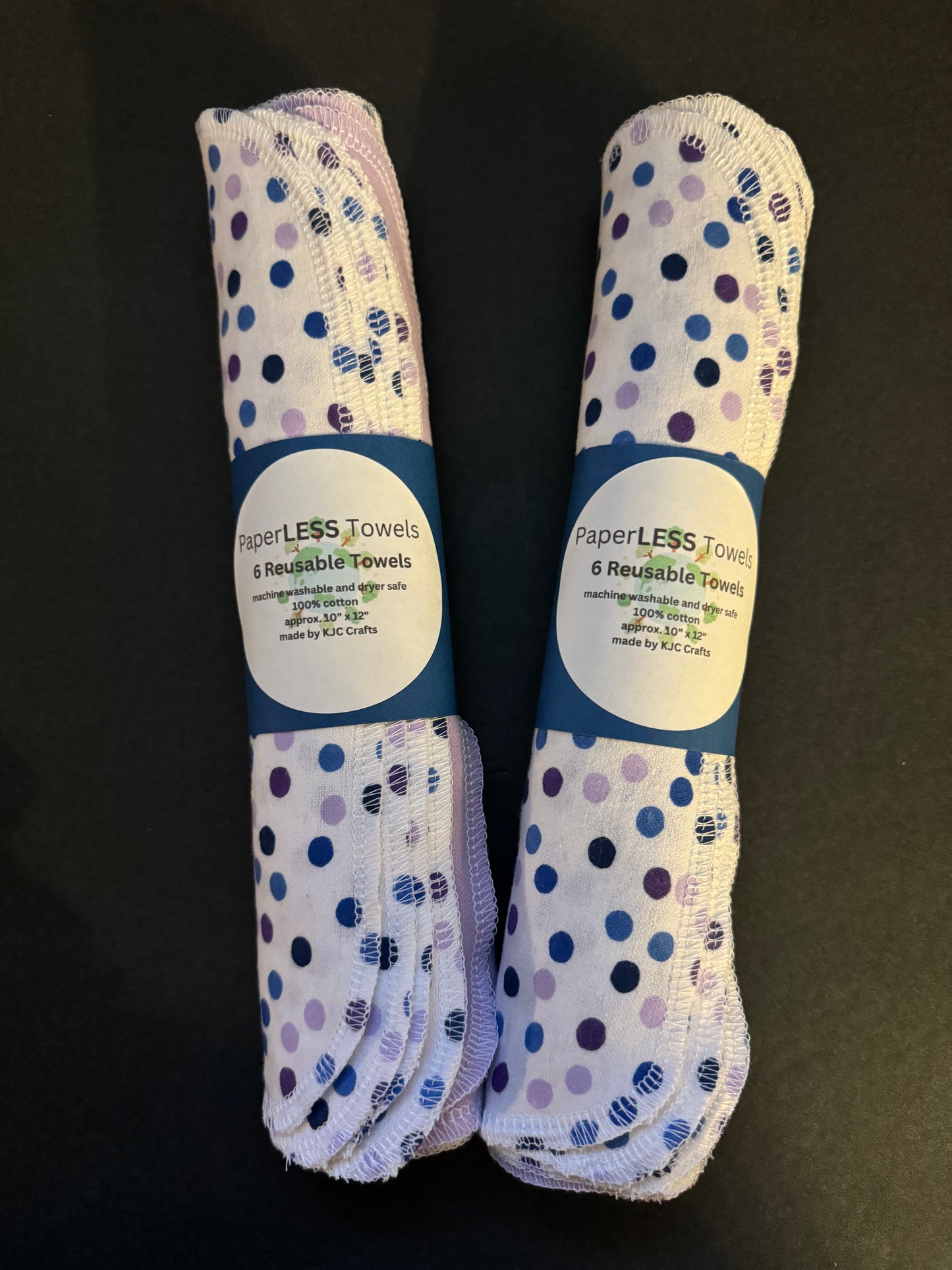 Purple and Blue Polka Dot Reusable Towel